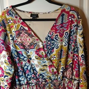 NWOT Woman's Printed Peasant Midi Dress